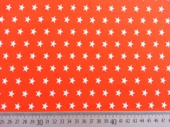 Jerseystoff Sterne 1 cm, weiss auf orange