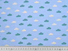 Sweatstoff French Terry Wolken Boho, hellgrau hellblau