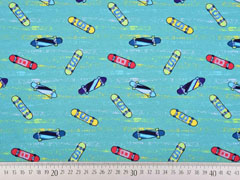 RESTSTCK 150 cm Sweat Stoff French Terry Skateboards, aquamarin