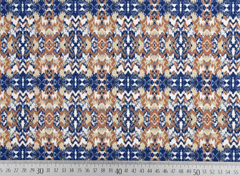 RESTSTCK 60 cm Sweatstoff French Terry Ethno Muster, blau hellbraun