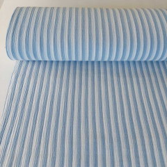 Musselin Stoff Double Gauze Baumwollstoff vertikale Streifen, hellblau wei�
