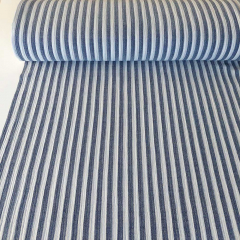 RESTST�CK 65 cm Musselin Stoff Double Gauze Streifen Baumwollstoff, dunkelblau wei�