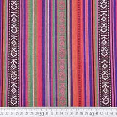 Mexiko Stoff Webware Ethno Look Streifen & Borten, rot orange lila