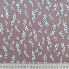 Jerseystoff Zweige Bltter, mint mattes braun