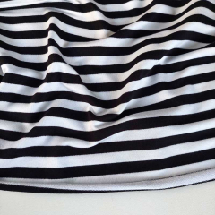 Sweatstoff French Terry Streifen 1,3 cm breit garngef�rbt, schwarz wei�