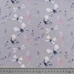 RESTSTCK 80 cm Sweatstoff French Terry Schmetterlinge, flieder