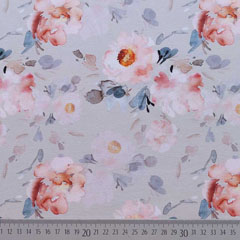 Sweatstoff French Terry Blumen Bltter, hellbeige
