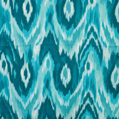 Viskose Satin Webware Zickzack Ethnomuster seidig gl�nzend, mint petrol