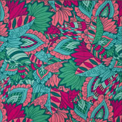 Viskosestoff Popelin Webware Blumen bunt, pink mint petrol