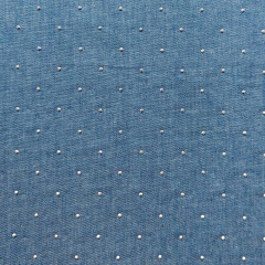 Jeansstoff kleine Glitzerpunkte Foliendruck 3 D, silber hellblau