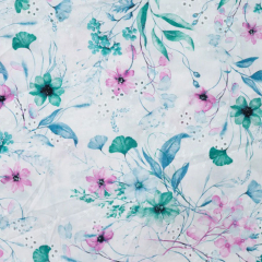 bestickter Baumwollstoff Blumendruck Blumen Lochstickerei, pink mint wei�