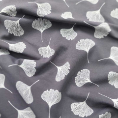 Jerseystoff Ginkgobl�tter Metware, wei� grau
