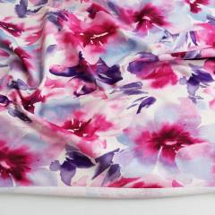 French Terry Sweatstoff Blumen Sommersweat, rosa pink lila