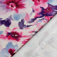 RESTST�CK 50 cm French Terry Sweatstoff Blumen Sommersweat, rosa pink lila