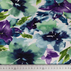 RESTST�CK 50 cm French Terry Sweatstoff Blumen Sommersweat, blau lila gr�n