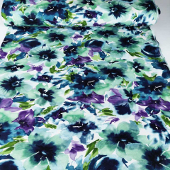 RESTST�CK 50 cm French Terry Sweatstoff Blumen Sommersweat, blau lila gr�n
