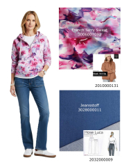 RESTST�CK 50 cm French Terry Sweatstoff Blumen Sommersweat, blau lila gr�n
