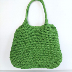 H�keltasche aus Papier Umh�ngetasche Strohtasche Sommertasche - gr�n