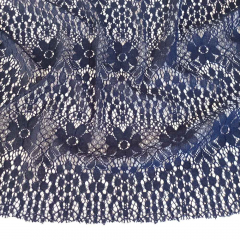 Spitzenstoff Blumen elastisch, dunkelblau