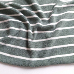 Sweat Frotteestoff Streifen Meterware, cremewei� Salbeigr�n