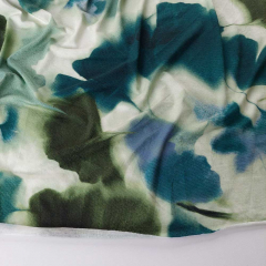 Viskose Jersey Stoff Gingko Bl�tter  - dunkelgr�n hellgr�n jeansblau