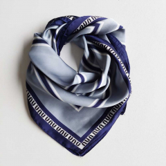 Halstuch Streifen quadratisch Schal Bandana Tuch -dunkelblau grau wei�