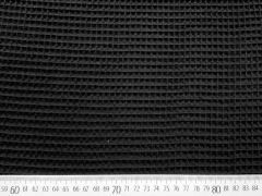 Waffelpiqu Frottee Stoff uni, schwarz