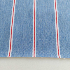 Jeansstoff breite Streifen Denim Stoff Meterware, rot wei� hellblau