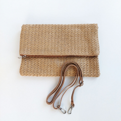 Foldover Tasche flach rechteckig Rei�verschluss - beige