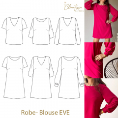 Papierschnittmuster Kleid EVE Langarm Manschette - Clematisse Pattern