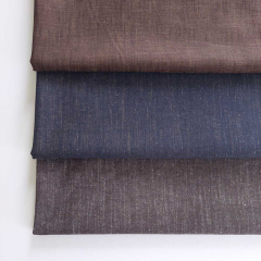 Denim Leinen Stoff mit Stretch Jeansstoff Meterware, dunkelblau beige