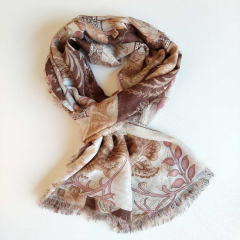 Halstuch Paisleymuster Blumen Schal - braun altrosa beige - Made in Italy