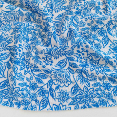 Musselin Stoff blau Blumen - Double Gauze Meterware
