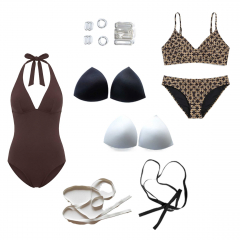 Badeanzugstoff Bikinistoff Funktionsjersey Retromuster, beige camel schwarz