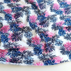 Jerseystoff Blumen - dunkelblau pink wei�