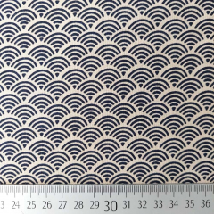 Baumwollstoff F�cher-Wellenmuster (Seigaiha), dunkelblau beige
