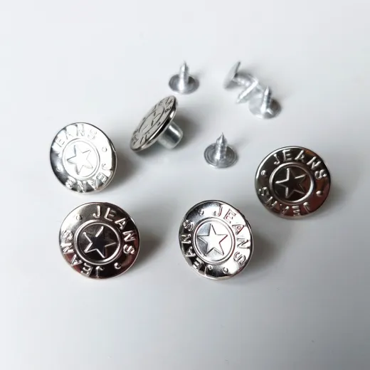 Jeansknopf Silber mit Stern-Motiv – 5er Set zum Nieten