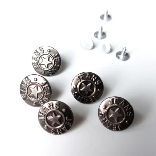 Jeansknopf Gunmetal mit Stern-Motiv – 5er Set zum Nieten