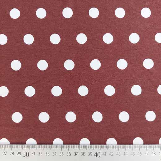 Viskosejersey Punkte 1,5 cm, wei� kastanienbraun