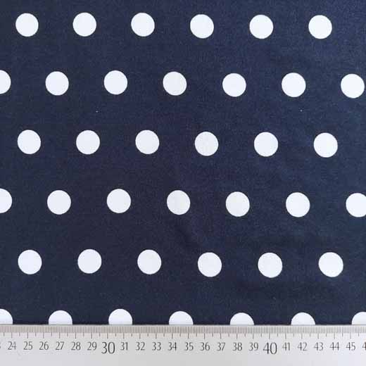Viskosejersey Punkte 1,5 cm, wei� dunkelblau