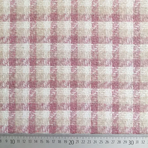 Boucl� Stoff Karomuster Rosa-Beige