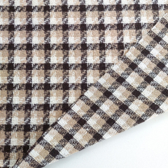 Jacquard Boucl� Karomuster Beige Dunkelbraun