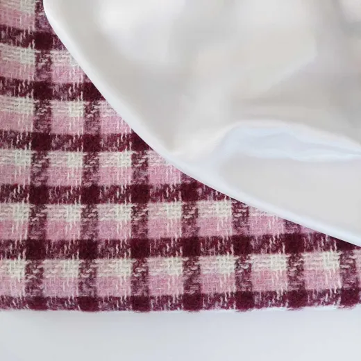 Boucl� Stoff Karomuster Rosa Burgundy
