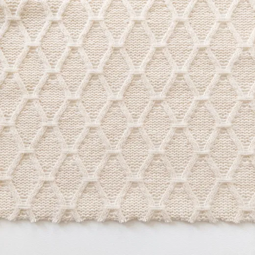 Strickstoff Gitternetzmuster Meterware, wollwei�