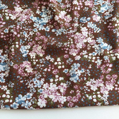Viskose Stoff Blumen Druck Blusenstoff Webware, mauve blau dunkelbraun
