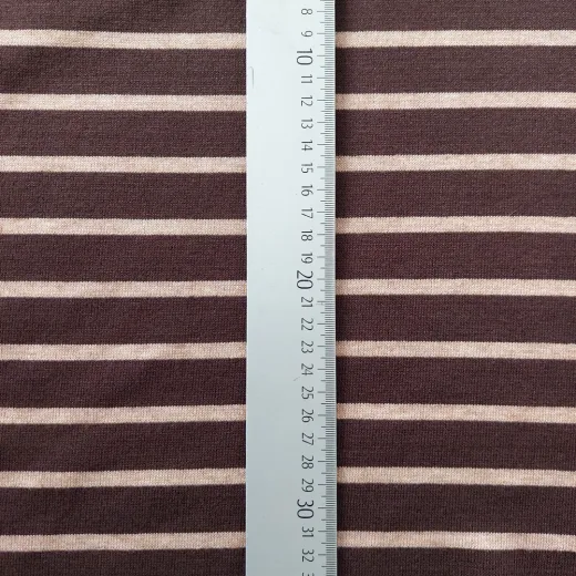 Strickstoff Doppelstrick Streifen – beige dunkelbraun