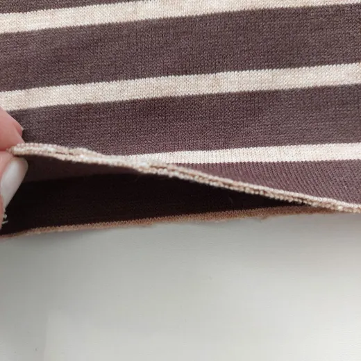 Strickstoff Doppelstrick Streifen – beige dunkelbraun
