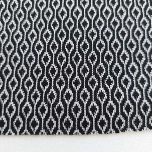 Strickstoff Jacquard Geometrisches Muster Schwarz Wei�