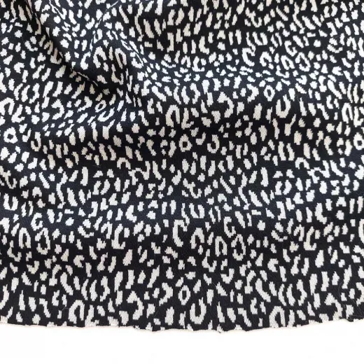Strickstoff Jacquard Leopardenmuster Schwarz Wei�