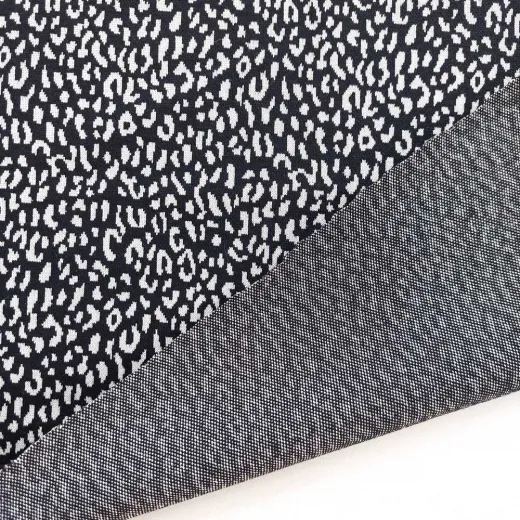 Strickstoff Jacquard Leopardenmuster Schwarz Wei�